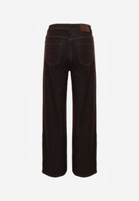 Renee - Brązowe Jeansy High Waist Szerokie z Bawełną Azile. Okazja: na co dzień. Stan: podwyższony. Kolor: brązowy. Styl: klasyczny, casual #3