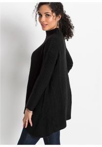 Długi sweter z dłuższymi bokami bonprix czarny. Kolor: czarny. Materiał: materiał, poliester, elastan, akryl. Długość: długie #3