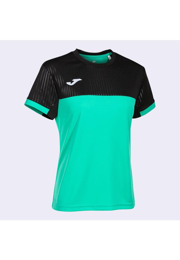 Koszulka do tenisa z krótkim rekawem damska Joma SHORT SLEEVE T- SHIRT. Kolor: zielony, wielokolorowy, czarny. Długość: krótkie. Sport: tenis