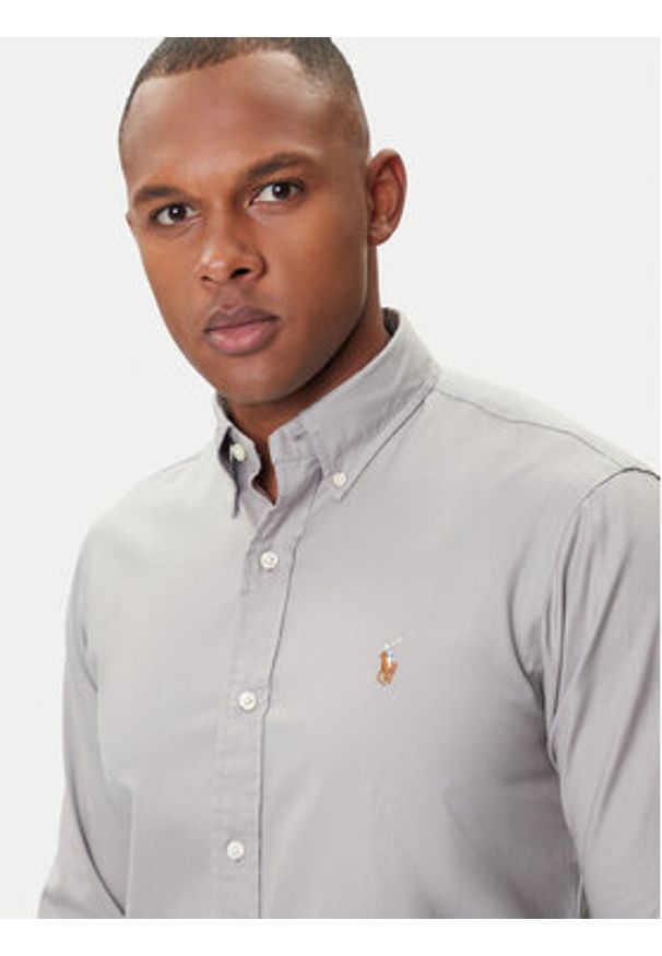 Polo Ralph Lauren Koszula 710P06688004 Szary Custom Fit. Typ kołnierza: polo. Kolor: szary. Materiał: bawełna