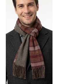 V. Fraas - Szalik z Frędzlami, Bordowo-Żółty Miękki w Kratkę, Firmy V.Fraas -Cashmink. Kolor: czerwony, złoty, żółty, wielokolorowy. Materiał: syntetyk, materiał, wełna, poliakryl, tkanina, poliester. Wzór: kratka. Sezon: lato #2