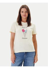 only - ONLY T-Shirt Fun Life 15349901 Żółty Regular Fit. Kolor: żółty. Materiał: bawełna