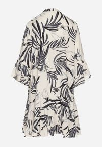 Born2be - Ciemnoszara Sukienka z Wiskozy o Rozkloszowanym Kroju z Falbanami w Roślinny Wzór Ridiara. Okazja: na co dzień, na imprezę. Typ kołnierza: dekolt w serek. Kolor: szary. Materiał: wiskoza. Typ sukienki: rozkloszowane. Styl: casual, elegancki, klasyczny #7