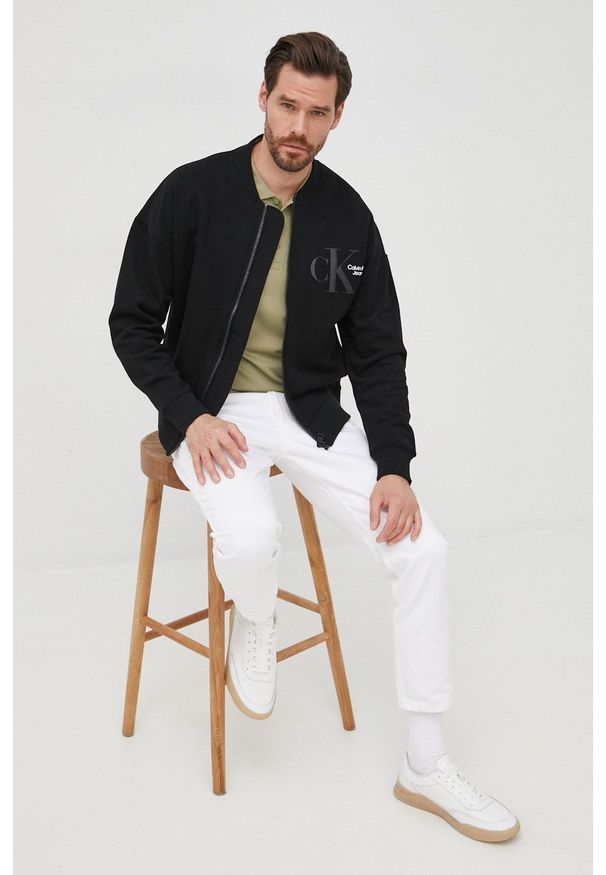 Calvin Klein Jeans bluza bawełniana J30J320038.PPYY męska kolor czarny z nadrukiem. Kolor: czarny. Materiał: bawełna. Wzór: nadruk