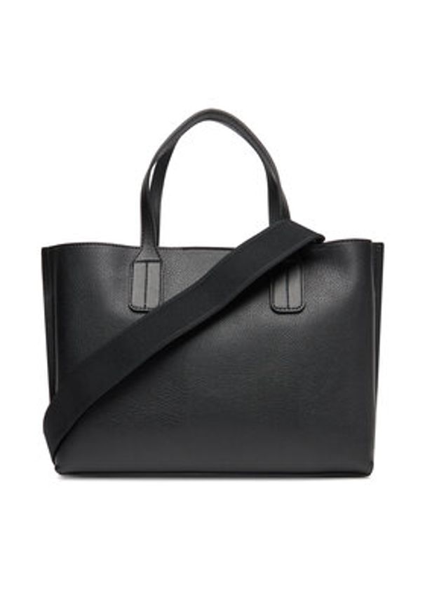 TOMMY HILFIGER - Tommy Hilfiger Torebka Th Distinct Mini Tote AW0AW17459 Czarny. Kolor: czarny. Materiał: skórzane