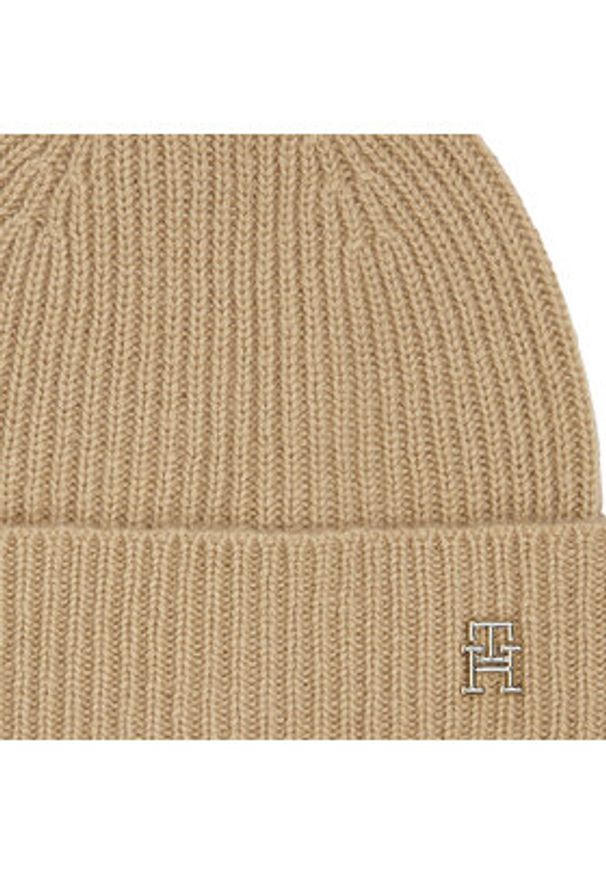 TOMMY HILFIGER - Tommy Hilfiger Czapka Cashmere Chic Beanie AW0AW15321 Beżowy. Kolor: beżowy. Materiał: materiał