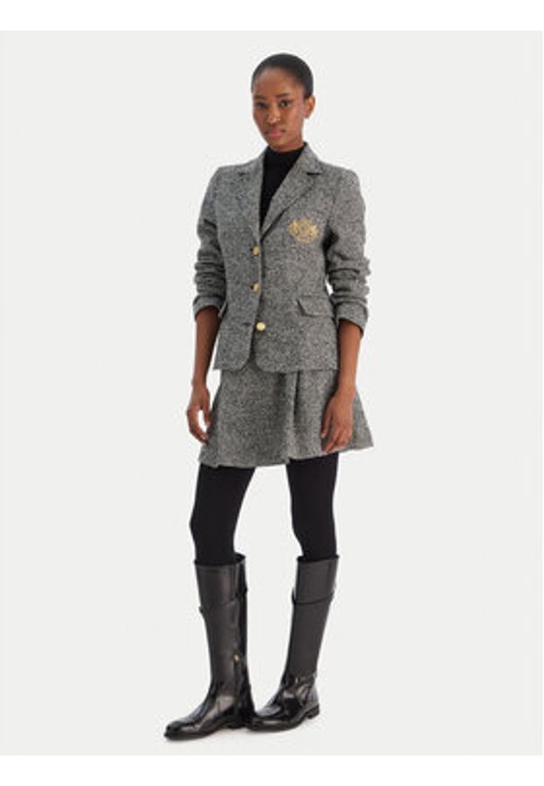 TOMMY HILFIGER - Tommy Hilfiger Spódnica mini WW0WW48787 Szary Regular Fit. Kolor: szary. Materiał: wełna