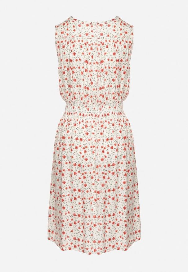 Born2be - Biało-Różowa Wiskozowa Sukienka w Kwiaty z Gumką w Talii i Kopertowym Dekoltem Halevia. Okazja: na co dzień, na imprezę. Kolor: biały. Materiał: wiskoza. Wzór: kwiaty. Sezon: lato. Typ sukienki: kopertowe. Styl: casual, elegancki, wizytowy