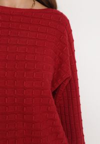 Born2be - Bordowy Klasyczny Sweter z Rękawami Nietoperza Steresa. Kolor: czerwony. Długość rękawa: długi rękaw. Długość: długie. Styl: klasyczny #5