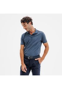 INESIS - Koszulka polo do golfa z krótkim rękawem męska Inesis MW500. Typ kołnierza: golf, polo. Kolor: niebieski. Materiał: poliester, materiał, bawełna. Długość rękawa: krótki rękaw. Długość: krótkie. Wzór: ze splotem. Styl: sportowy, klasyczny