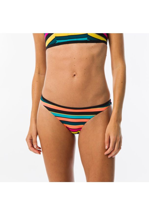 OLAIAN - Dół kostiumu kąpielowego surfingowego damski Olaian Lulu Paradise. Kolor: czarny. Materiał: elastan, poliester, poliamid, materiał