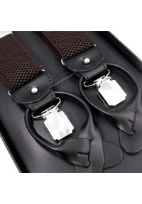 Modini - Brązowe szelki męskie na guziki G52. Kolor: brązowy. Materiał: skóra, guma #1