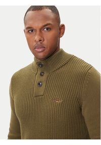 Aeronautica Militare Sweter 252MA1572UL00409 Zielony Slim Fit. Kolor: zielony. Materiał: bawełna #3