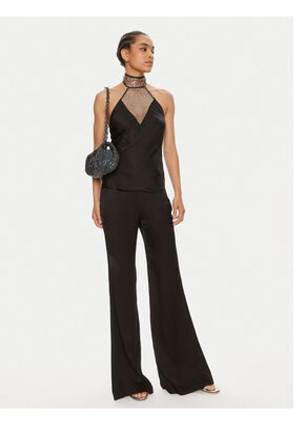 ROTATE Top Victoria 112536100 Czarny Slim Fit. Kolor: czarny. Materiał: wiskoza