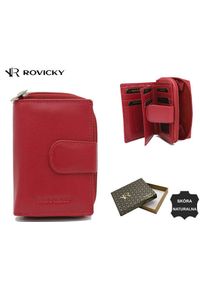 ROVICKY - Portfel skórzany Rovicky R-RD-41-GCL malinowy. Kolor: różowy. Materiał: skóra