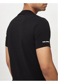Karl Lagerfeld - KARL LAGERFELD T-Shirt 755400 Czarny Regular Fit. Typ kołnierza: dekolt w karo. Kolor: czarny. Materiał: bawełna #3