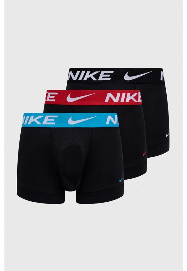 Nike bokserki 3-pack męskie kolor czarny. Kolor: czarny. Materiał: tkanina, skóra, włókno