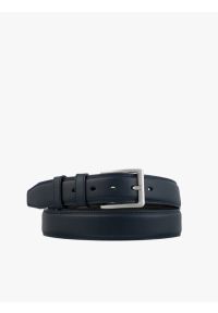 Ryłko - Granatowy pasek ze skóry licowej. Kolor: niebieski. Materiał: skóra. Styl: klasyczny, casual, street, elegancki #1