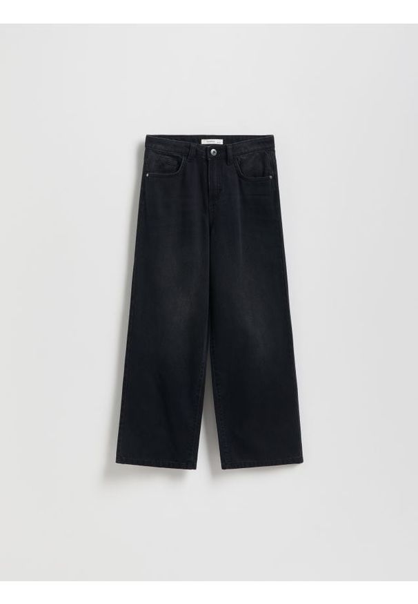 Reserved - Jeansy wide leg - czarny. Kolor: czarny