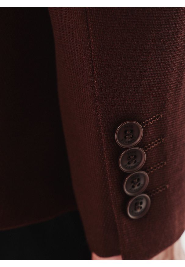 Pako Lorente - PAKO LORENTE – Brązowa gładka marynarka męska. Kolor: brązowy. Materiał: poliester, wiskoza, elastan. Wzór: gładki. Sezon: jesień