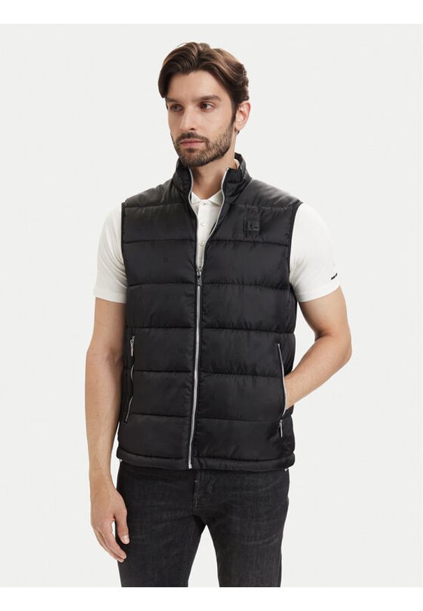 Karl Lagerfeld - KARL LAGERFELD Bezrękawnik 505022 563592 Czarny Regular Fit. Typ kołnierza: dekolt w karo. Kolor: czarny. Materiał: syntetyk. Długość rękawa: bez rękawów