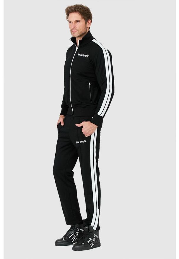 PALM ANGELS Czarne spodnie dresowe z lampasami. Kolor: czarny. Materiał: dresówka