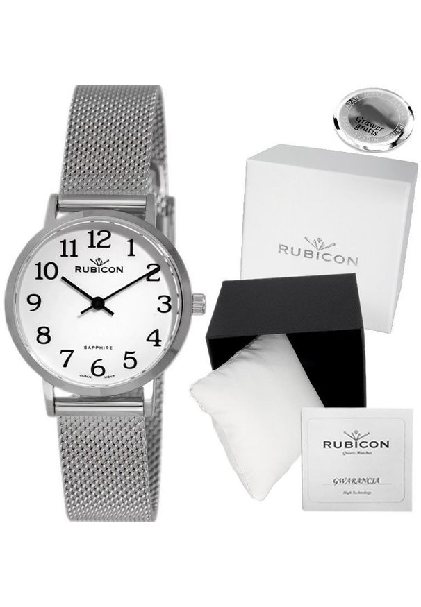 Zegarek Rubicon Zegarek damski RUBICON RNBD90 srebrny cyfry. Kolor: srebrny