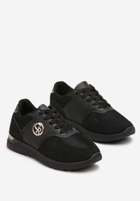 Born2be - Czarne Sneakersy z Metalicznymi Wstawkami Essme. Nosek buta: okrągły. Zapięcie: sznurówki. Kolor: czarny. Materiał: materiał. Obcas: na obcasie. Wysokość obcasa: niski #4