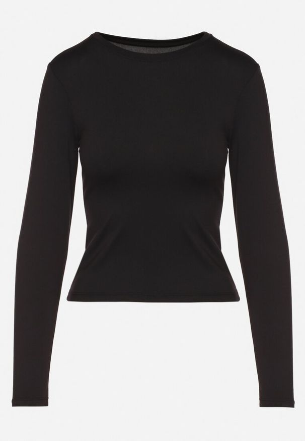 Born2be - Czarna Bawełniana Bluzka Typu Longsleeve Lisfia. Okazja: na co dzień, na spotkanie biznesowe, do pracy. Kolor: czarny. Materiał: bawełna. Długość rękawa: długi rękaw. Styl: biznesowy, casual, elegancki