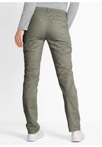 Spodnie z bawełny ze stretchem z efektem kreszowania bonprix oliwkowy. Kolor: zielony. Materiał: bawełna #6