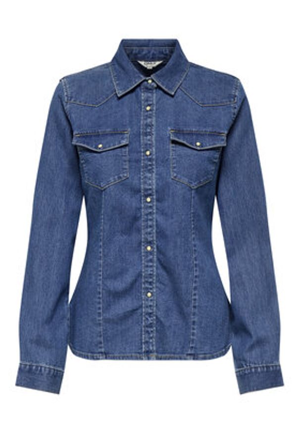 only - ONLY Koszula jeansowa Sasia 15352339 Niebieski Slim Fit. Kolor: niebieski. Materiał: syntetyk, bawełna