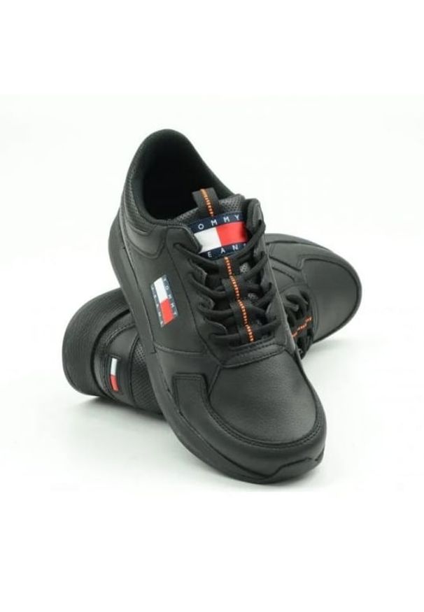 TOMMY HILFIGER - Buty Tommy Hilfiger Flexi Runner EM0EM01409BDS czarne. Okazja: na co dzień. Kolor: czarny. Materiał: guma, materiał. Szerokość cholewki: normalna