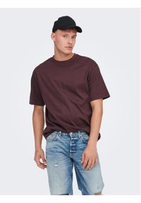 Only & Sons T-Shirt 22022532 Brązowy Relaxed Fit. Kolor: brązowy. Materiał: bawełna #1