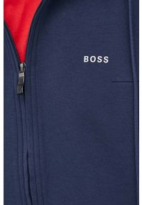BOSS bluza BOSS ATHLEISURE 50461616 męska kolor granatowy z kapturem gładka. Okazja: na co dzień. Typ kołnierza: kaptur. Kolor: niebieski. Materiał: dzianina. Wzór: gładki. Styl: casual #3