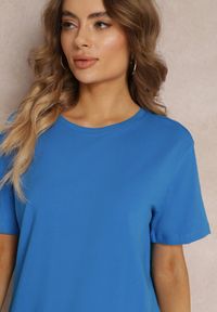 Renee - Niebieski T-shirt z Krótkim Rękawem i Okrągłym Dekoltem Volksa. Kolor: niebieski. Długość rękawa: krótki rękaw. Długość: krótkie #3