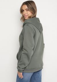 Born2be - Zielona Rozpinana Bluza z Bawełną i Kapturem Typu Oversize Diosa. Okazja: na co dzień. Kolor: zielony. Materiał: bawełna. Sezon: jesień, wiosna. Styl: casual, klasyczny #5