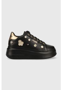 Karl Lagerfeld sneakersy skórzane ANAKAPRI kolor czarny. Nosek buta: okrągły. Zapięcie: sznurówki. Kolor: czarny. Materiał: skóra. Obcas: na platformie #1