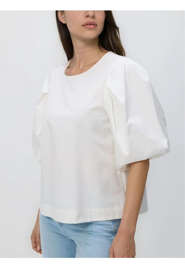 Reserved - Bawełniana bluzka - biały. Kolor: biały. Materiał: bawełna