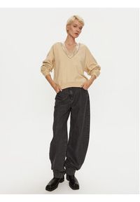 Pinko - PINKO Bluza Raboni 104458 A297 Beżowy Regular Fit. Kolor: beżowy. Materiał: bawełna