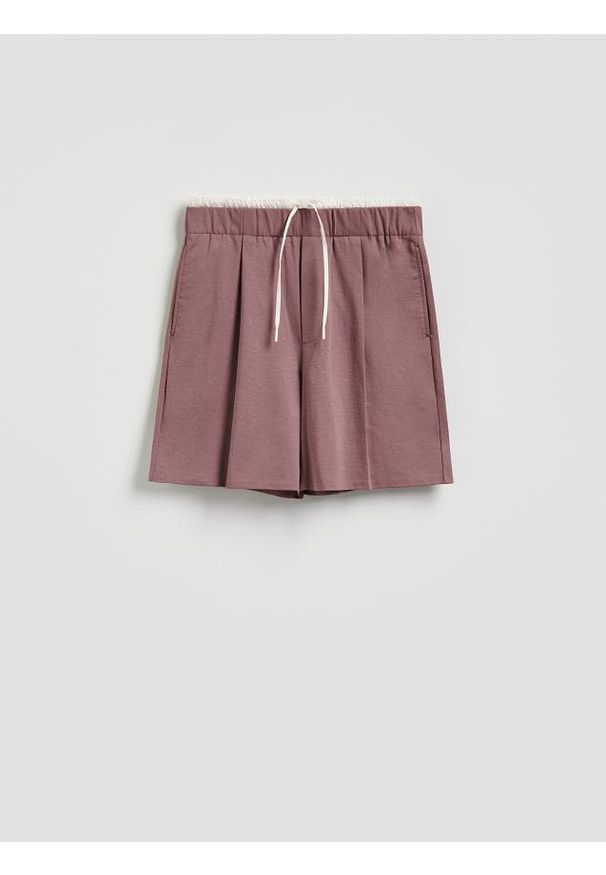 Reserved - Szorty comfort z lyocellem - fioletowy. Kolor: fioletowy. Materiał: dzianina