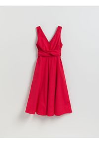 Reserved - Bawełniana sukienka midi - czerwony. Kolor: czerwony. Materiał: bawełna. Długość: midi #1
