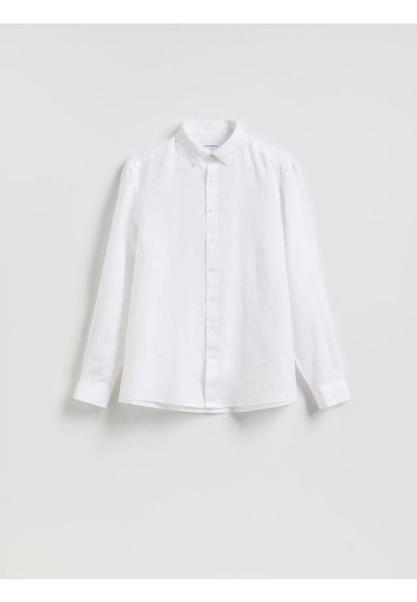 Reserved - Lniana koszula regular fit - biały. Kolor: biały. Materiał: len