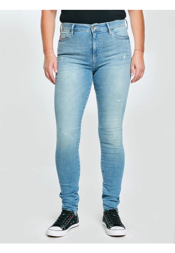 Big-Star - Jeansy damskie skinny niebieskie Adela 172. Okazja: na co dzień. Kolor: niebieski. Styl: casual, elegancki
