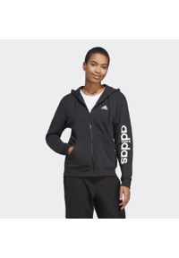 Adidas - Bluza damska adidas Essentials Linear Full-Zip French Terry Hoodie. Typ kołnierza: kaptur. Kolor: biały, wielokolorowy, czarny. Materiał: dresówka
