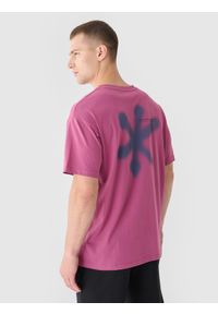 4f - 4F T-shirt oversize z nadrukiem męski - czerwony M. Okazja: na co dzień. Kolor: czerwony. Materiał: bawełna, jersey, dzianina. Długość rękawa: krótki rękaw. Długość: krótkie. Wzór: nadruk. Styl: sportowy, klasyczny, casual