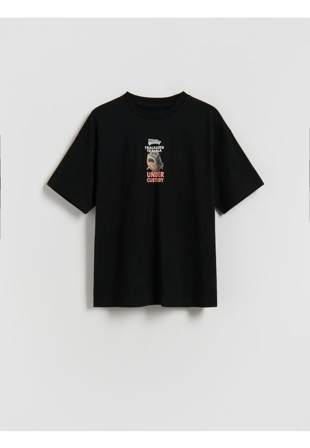 Reserved - T-shirt Tralalero Tralala - czarny. Kolor: czarny. Materiał: bawełna, dzianina