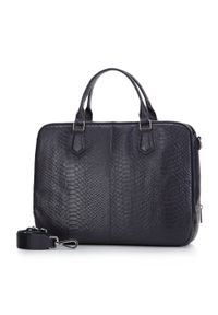 Wittchen - Damska torba na laptopa 13" ze skóry croco. Kolor: niebieski. Materiał: skóra. Styl: klasyczny, casual, elegancki, glamour #3