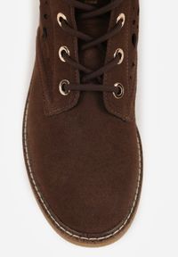 Born2be - Brązowe Ażurowe Botki Skórzane Adeis. Okazja: na co dzień. Kolor: brązowy. Materiał: skóra. Wzór: ażurowy. Styl: casual #3