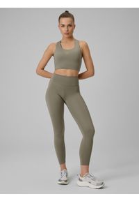 4f - 4F Biustonosz treningowy z niskim wsparciem damski - oliwkowy XS. Kolor: oliwkowy, brązowy, wielokolorowy. Materiał: guma, włókno. Rodzaj stanika: wyciągane miseczki. Sport: fitness, joga i pilates #2