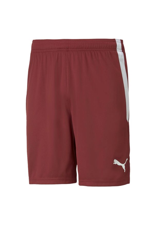 Krótka Puma Team Liga. Kolor: czerwony, wielokolorowy, biały. Długość: krótkie. Sport: piłka nożna
